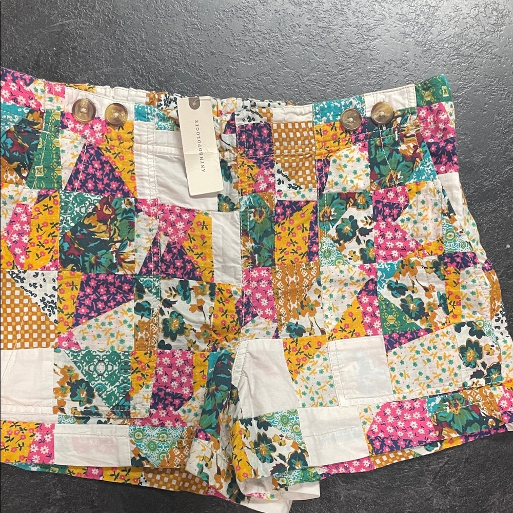 BNWT Anthropologie Patchwork Floral Cotton Blend Women’s Shorts - Multi